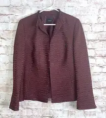 Akris Silk Blend Topper Jacket Blazer in Brown Size 14