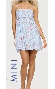 Meet me in Santorini Dreams Short Dress Abstract Asymmetrical Sundress Bow Large