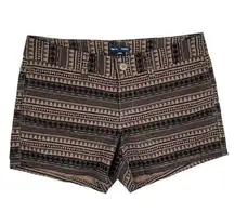 Gap NEW  Hadley Aztec Tribal Fish Print Midrise Chino Shorts Black Brown 4"