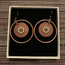 Bohemian/Ethnic Brown and Bronze Drop Earrings