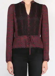 Veronica Beard Bohemian Boho Chic Lace Trim Blouse Size 6