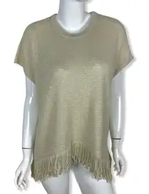 Michael Stars Knit Poncho Fringe XS Boho Lightweight Layering Top