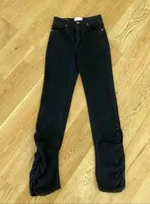 Revice - Skinny Jeans with Gathered Side Detail in Black