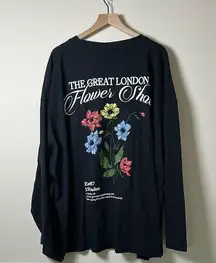 ASOS DESIGN Curve Black Long Sleeve with Flower Back Graphic Size 3XL