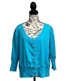 LANE BRYANT  Blue Cardigan Sweater Womens  Sz 22/24 3/4 Sleeve Preppy Balletcore