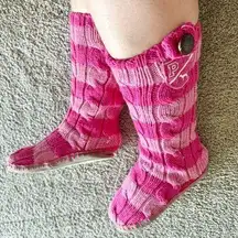 Victoria’s Secret PINK striped crochet boots booties slippers size small 5-6