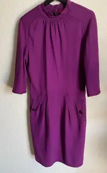 Zac Posen Z Spoke Plum Mock Neck Jersey Knit Dress Size S