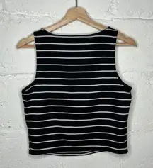 Decree Women's Black White Striped Tennis Sleeveless Top & Mini Skirt Set Large