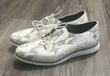 Cole Haan Women's White Snakeskin Lace-Up Flats