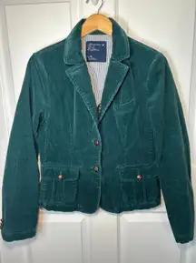 Vintage American Eagle Corduroy Blazer Teal Green Button Front Pockets Women L