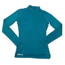 Under Armour ColdGear Mock Neck Womens Medium Shirt Top Base Layer Teal Blue Ski