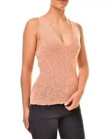 FREE PEOPLE Women’s Sz Small Top Georgia Knit Cami V Neck Stylish Tan OB754827