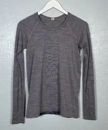 Lululemon Women 8 Pink Black Stripe Swiftly Tech Long Sleeve 2.0 Athleisure