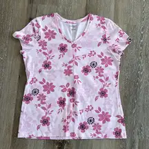 NWOT Croft and barrow v neck L 100% Pima cotton tshirt. Floral pink