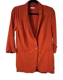 Maurices Orange Single‎ Button Blazer Jacket Rayon Blend Sz M