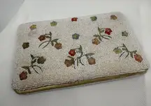 Antique'20s White Beaded Altman Et Fils Paris Art Deco Purse Clutch W/mirror