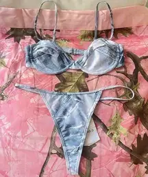 Forever 21 denim jean print thong bikini