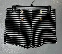 JJ Janice Striped High Rise Shorts XS Sailor Button Front Black White