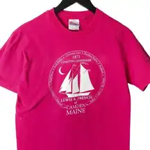 90s Vintage Lewis R French Camden Maine T Shirt Single Stitch USA Pink Medium M