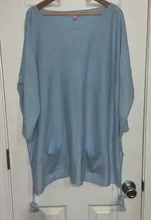 Lilly Pulitzer Elba Coolmax Sweater Tunic‎ 3/4 Sleeve Light Blue Size Medium