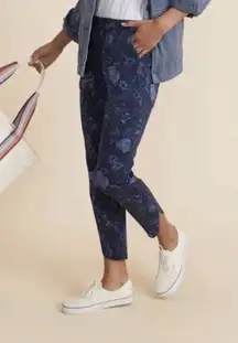 - Re-Spun Allison Pant Navy Floral Casual Pull On Travel