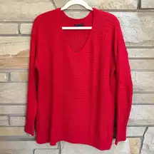 American Eagle outfitters Red V Neck Tight Knit Sweater Long Sleeve Xmas large