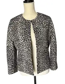 Ann Taylor Women's M Leopard Print Open Front Cropped Jacket Multicolor Casual