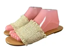 J. Crew Factory Raffia Straw Natural Slides Sandals Women's Size 8.5