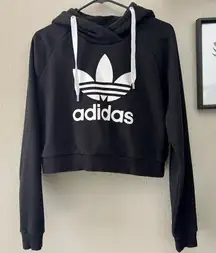 Adidas Black Logo Crop Hoodie