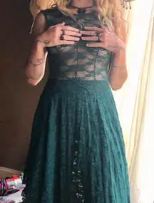 Midi Dress Lace Pine Green