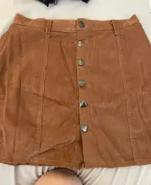 Brown Suede High Waisted Skirt 