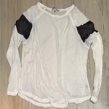 BKE White and Black Long Sleeve Top shirt