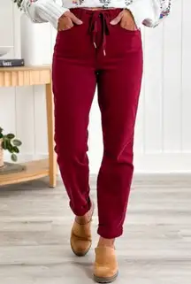 Judy Blue Scarlet Red High Waist Pull On Double Cuff Jogger Size 14 W