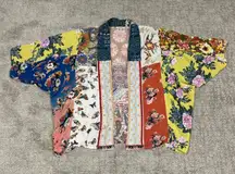 Vincente Cardigan Womens Medium Patchwork Kimono Bohemian Floral Embroidered