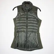 Lululemon Down For A Run Sleeveless Full Zip Quilted Down Fill Vest Gator Green