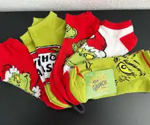 Nwt the Grinch Socks Green and Red Set of 5