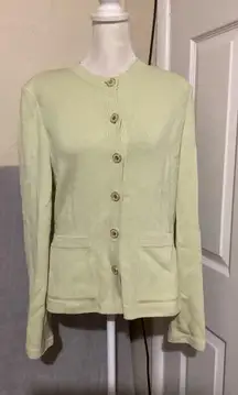 St. John Collection Cardigan Sweater Light Green Button Front Size 8