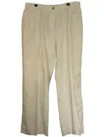 Chico's Women's Pants Size 8 Regular Cream Wide Leg 100% Linen Beach Casual Soft