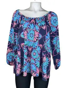 Tori Richard Honolulu Women’s XS Scoop Neck Cordoba Floral Printed Blouse Top