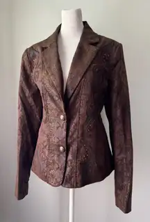 Vintage ‘00s Reba McEntire Brown Studded Snakeskin Print Western Blazer