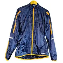 Brooks Women's Windbreaker Jacket Large Blue Vented Lightweight Run Reflective