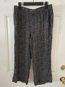 Women’s RETROLOGY Wide Leg Ankle Pants Paper Bag Waist Black & White Size Large