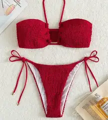 NWOT- Red Textured Bikini Set