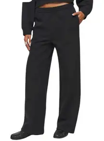 Reformation Kira Wide Leg Sweatpants Organic Cotton Black Small