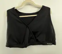 Reebok Black Wrap Front Sports Bra Crop Top Plus Size 26/28 Activewear