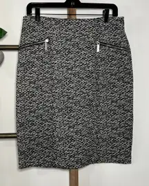 Michael Kors Stretch Straight Pencil‎ Black White Skirt Size 8