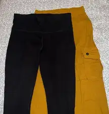 2 pants black skinny leggings yellow cargo pants bundle set size M