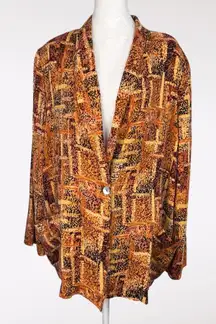 90s Abstract Button Up Blouse Shirt Jacket Boxy Fit Large