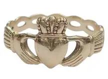 10k 10KT Yellow Gold Claddagh Heart Size 8.25 Braided Style Ring