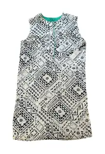 Brochu Walker Aubrey Tunic‎ Dress Medium Silk Shift Sleeveless Black White Print